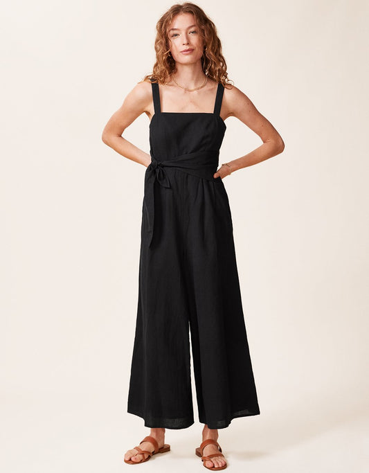 linen tie waist jumpsuit