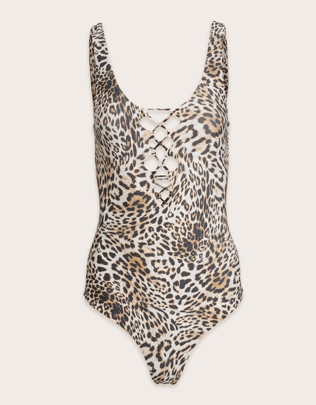 recycled nylon lace up one piece swimsuit