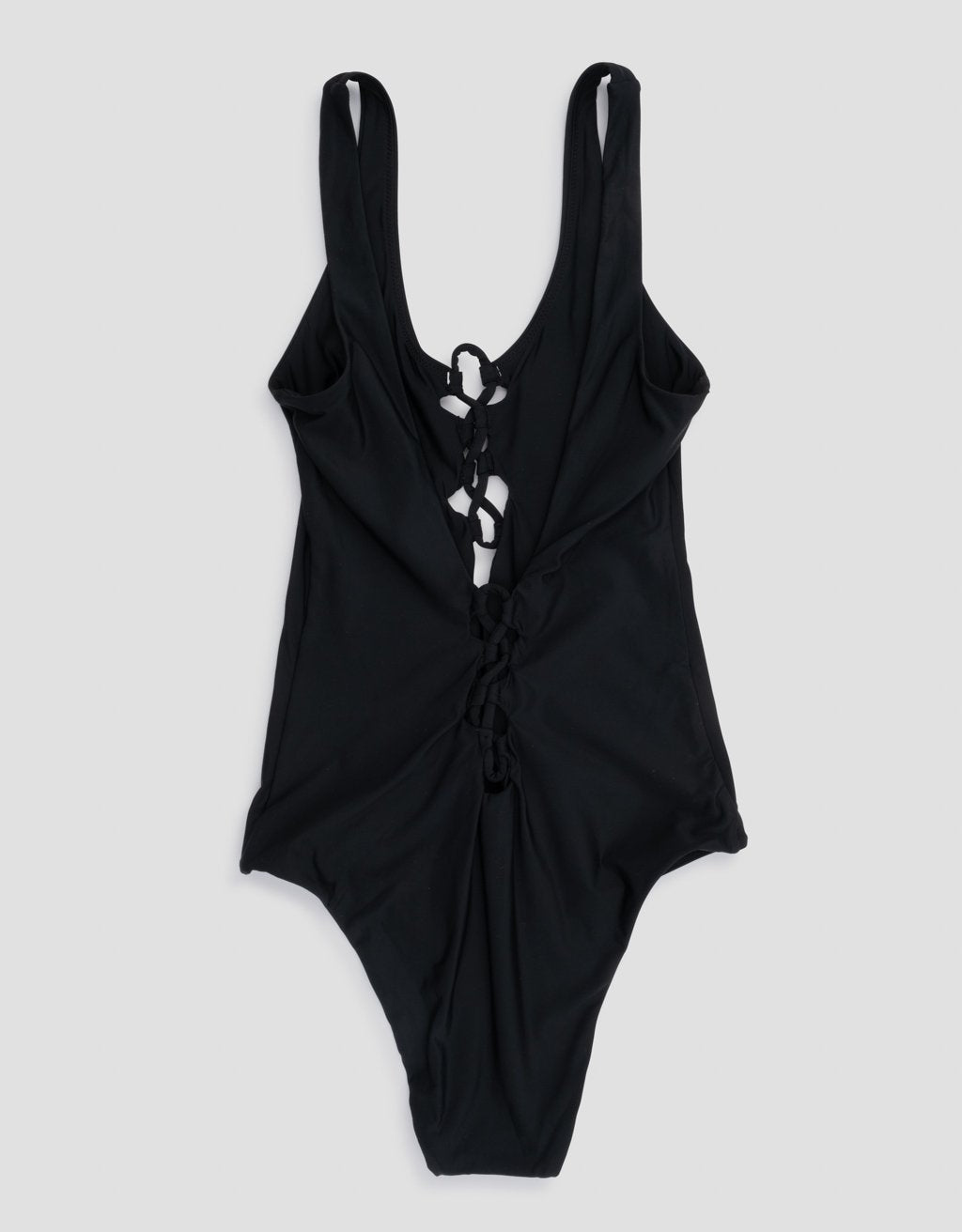 recycled nylon lace up one piece swimsuit