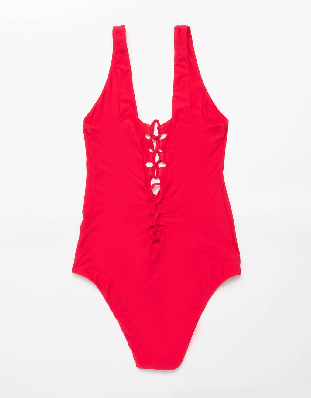 recycled nylon lace up one piece swimsuit