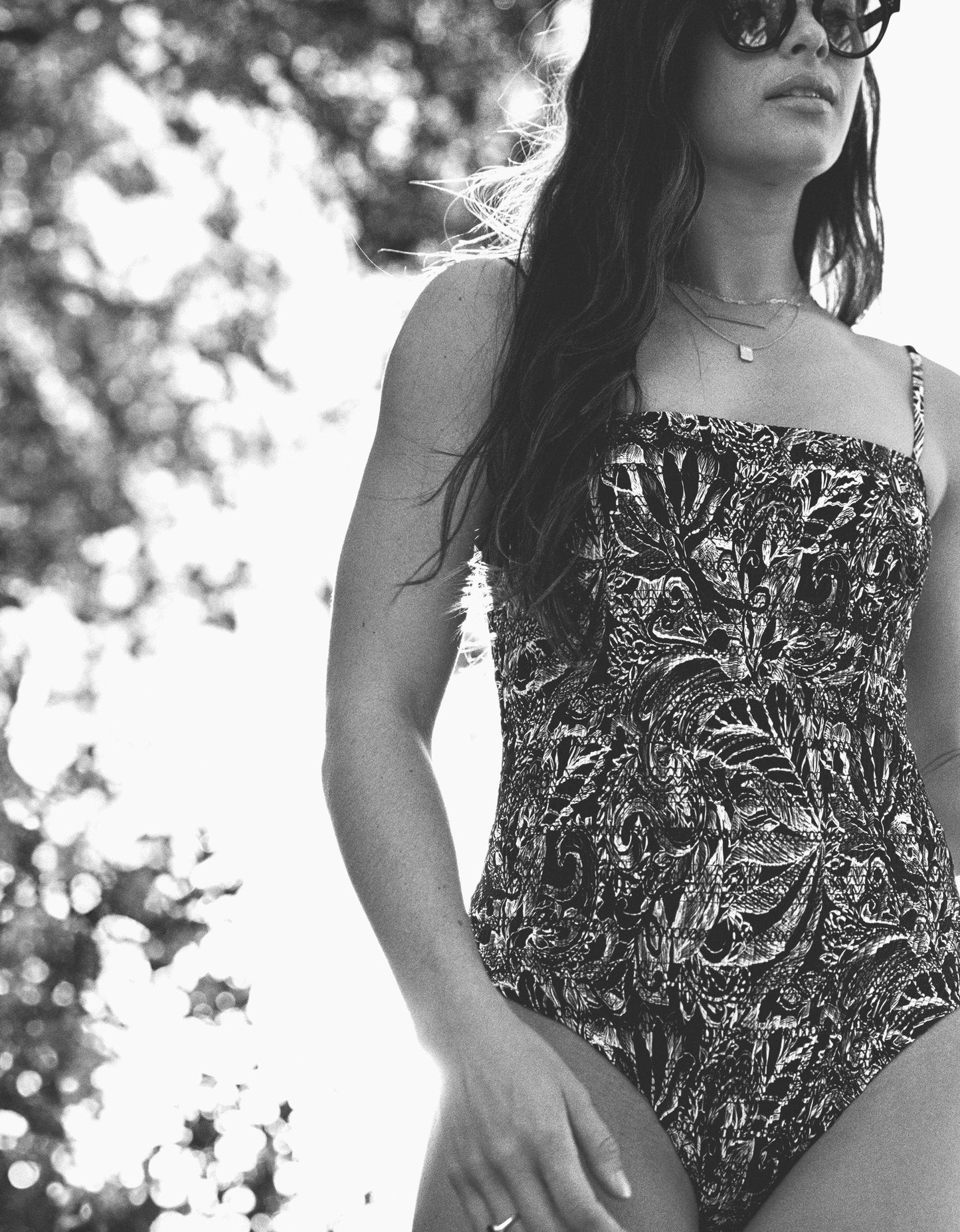 smocked bandeau one piece