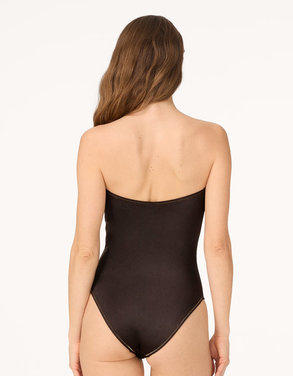 strapless recycled nylon shimmer one piece
