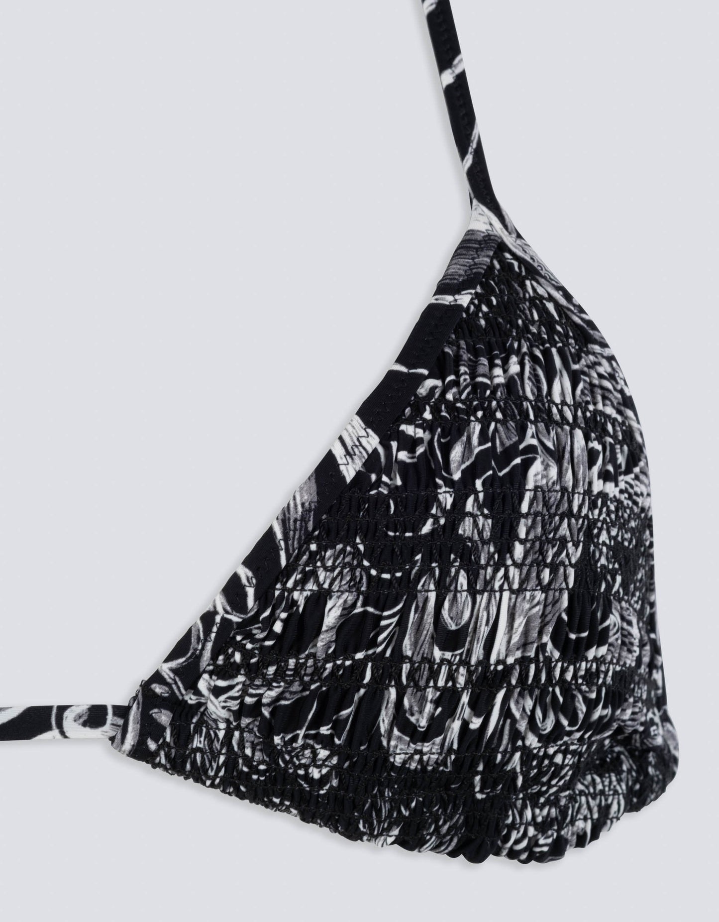 recycled nylon smocked triangle top