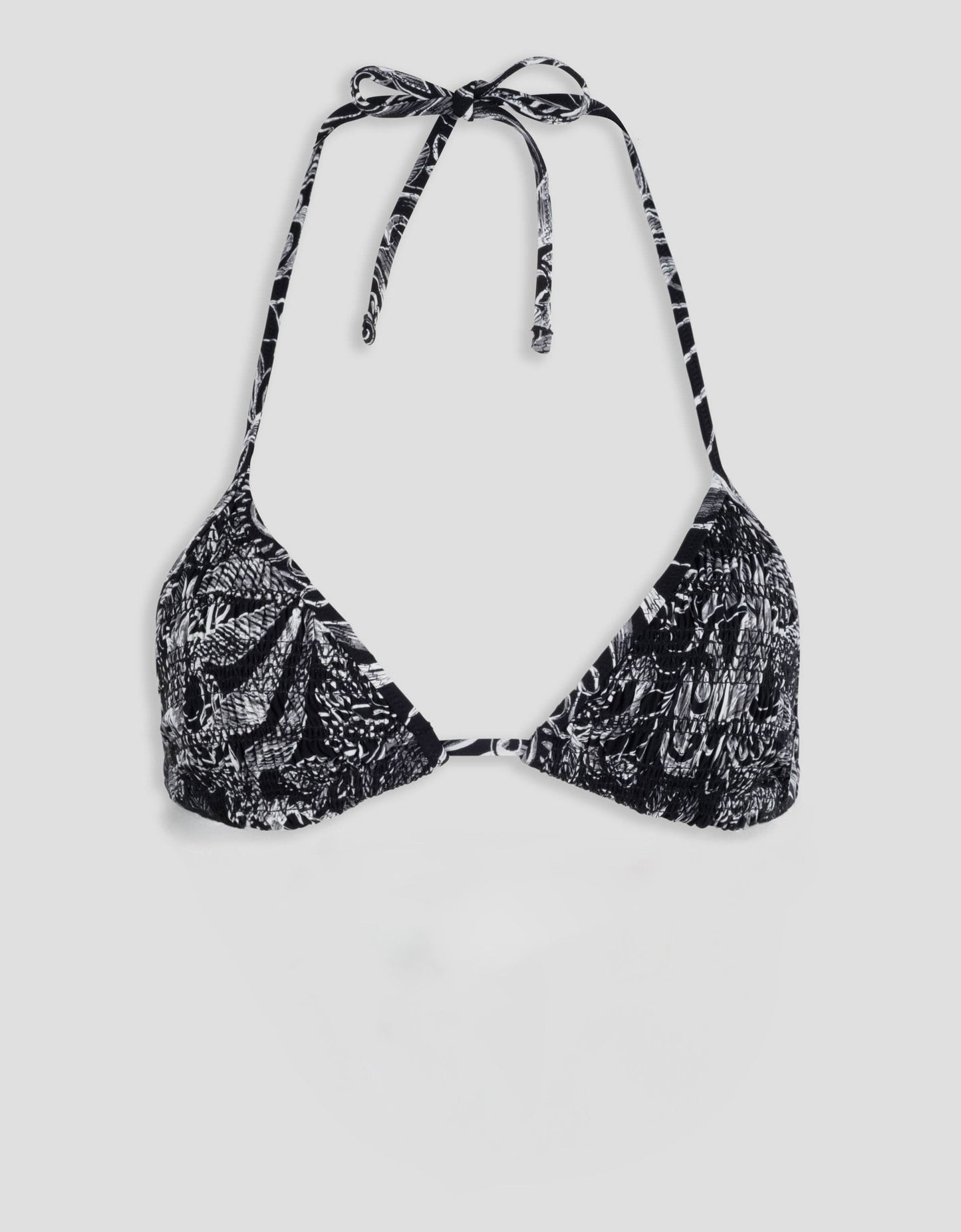 recycled nylon smocked triangle top