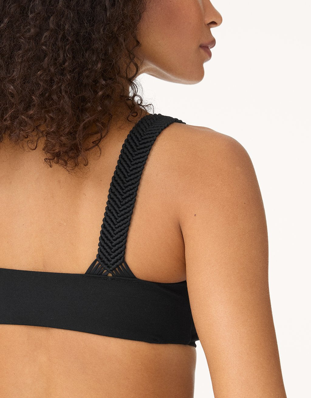 recycled crepe macrame bandeau bikini top