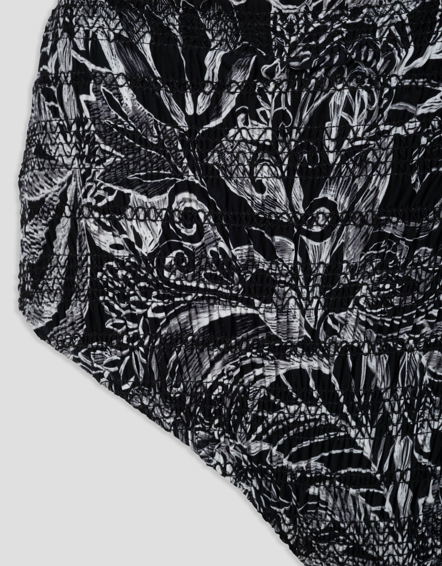 recycled nylon smocked high rise bikini brief