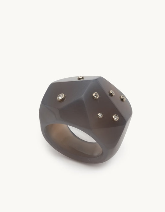 bleecker & prince mini grey agate crane ring