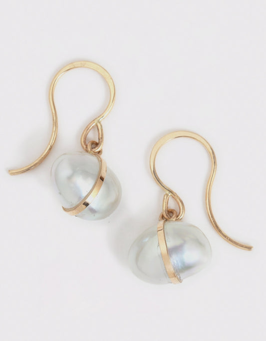 melissa joy manning limited edition bezel wrapped blue keshi south sea pearl drop earrings