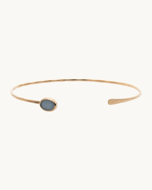 melissa joy manning 14k yellow gold oval turquoise cuff bracelet