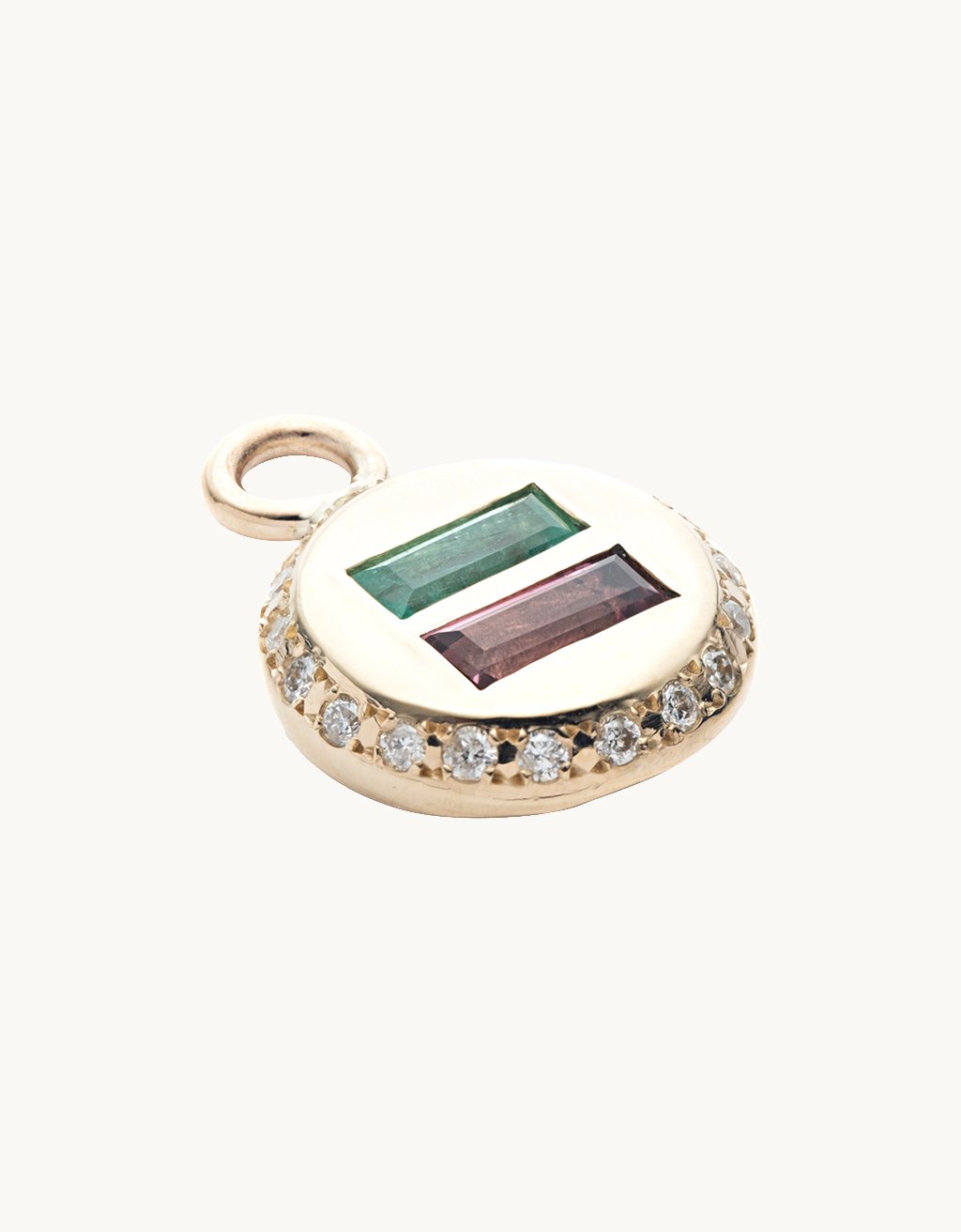 scosha equality earring charm with emerald and tourmaline