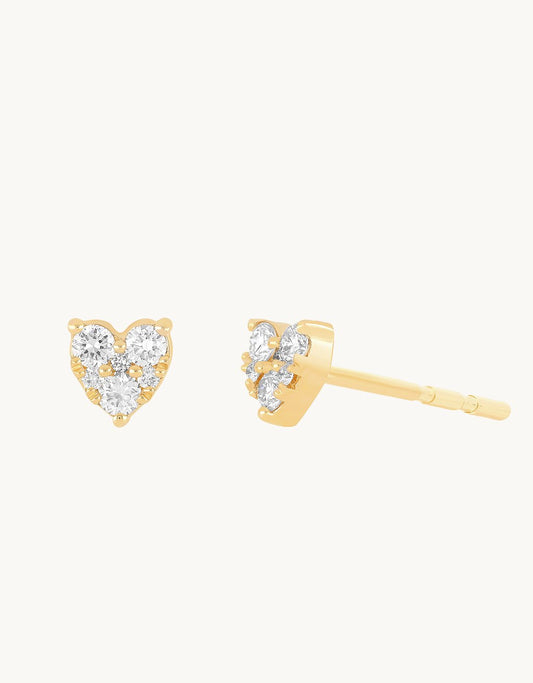 ef collection full cut diamond mini heart stud earrings