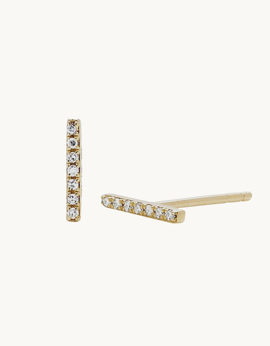EF Collection Diamond Mini Bar Stud Earrings