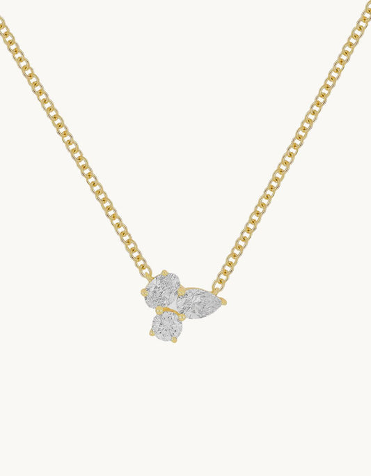 ef collection triple diamond cluster necklace