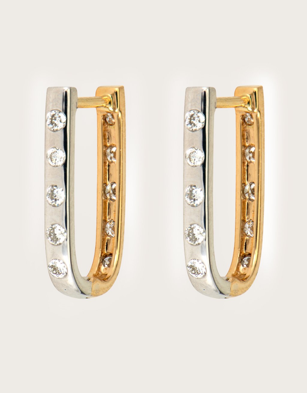 three stories White and Yellow Double Sided Curved Diamond Hoops