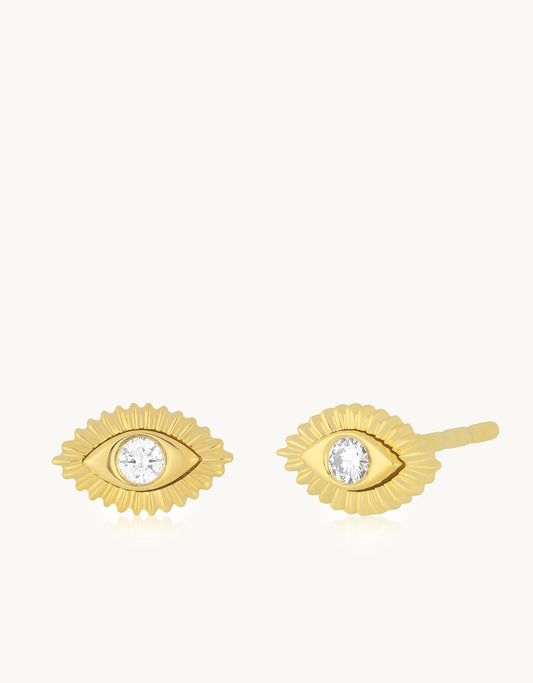 ef collection gold and diamond evil eye stud earring