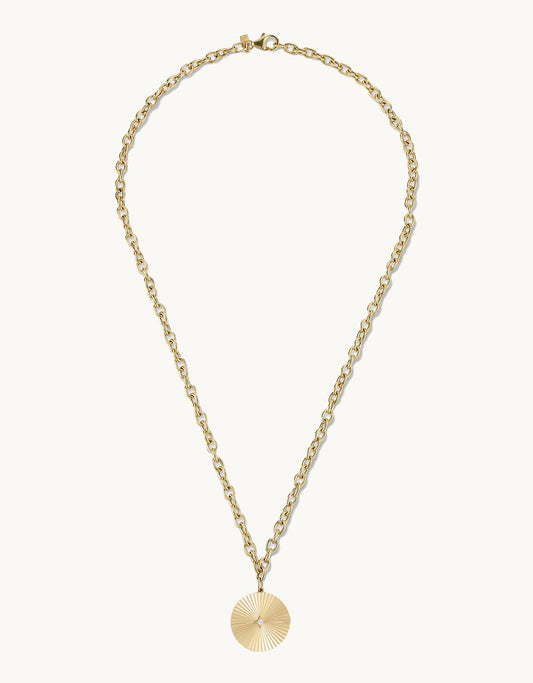 ef collection jumbo gold and diamond fluted disc chain necklace