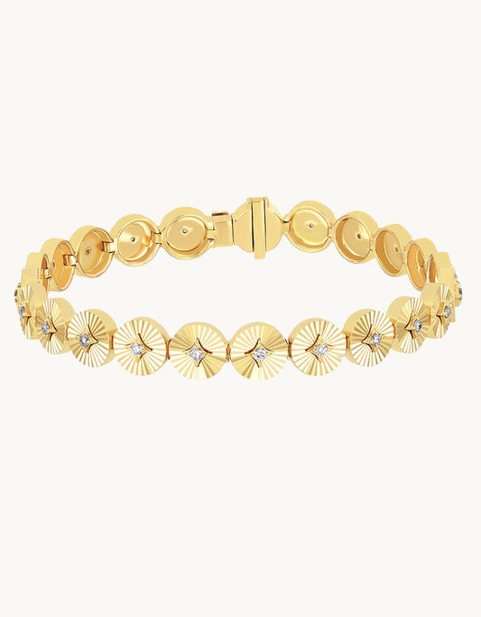 ef collection gold and diamond fluted disc eternity bracelet