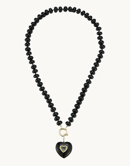 kate collins black onyx rondelle bead necklace