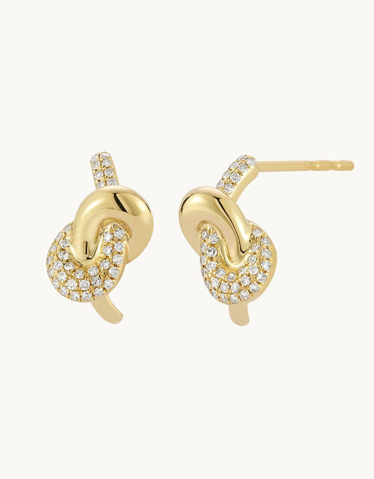 ef collection diamond and gold love knot stud earrings
