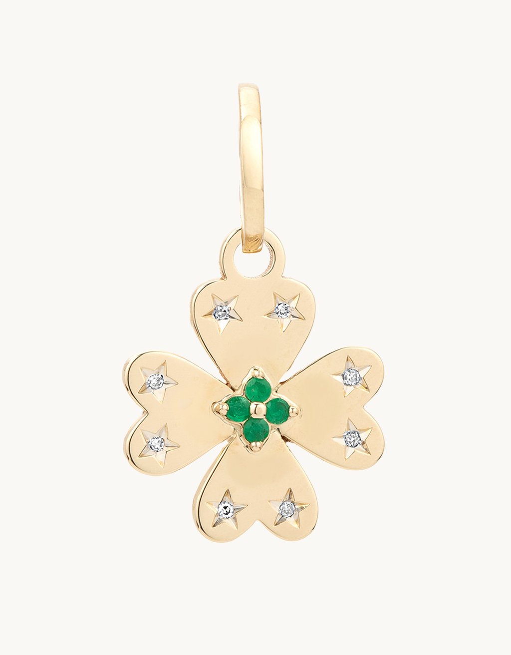 adina reyter Emerald + Diamond Clover Hinged Charm