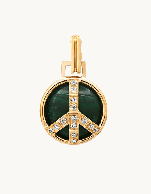 helena rose mini peace pendant in Malachite and Diamonds