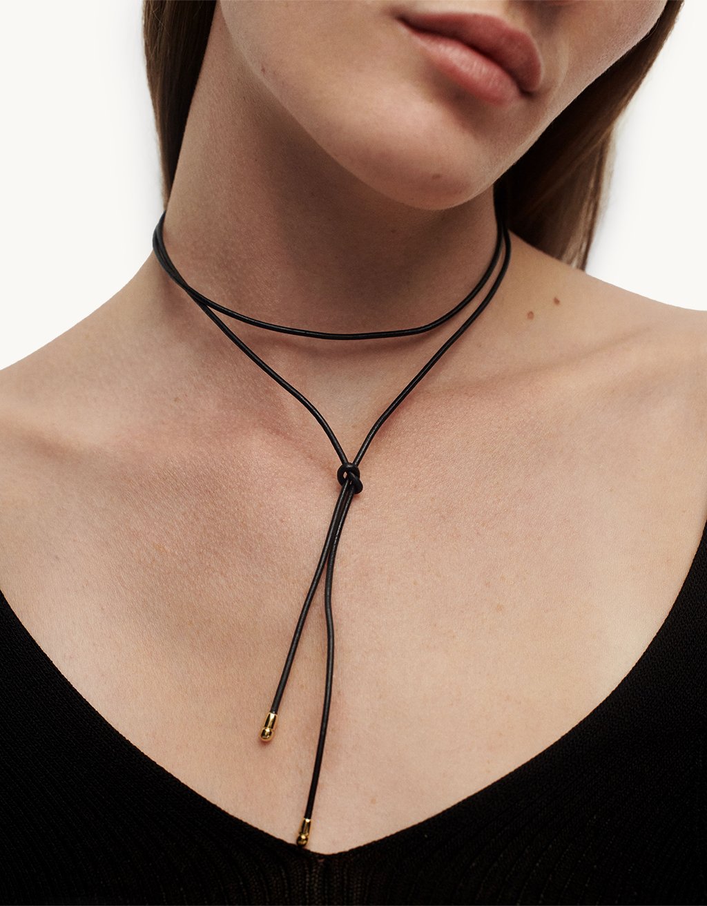 PDPAOLA Dana Leather Bow Necklace