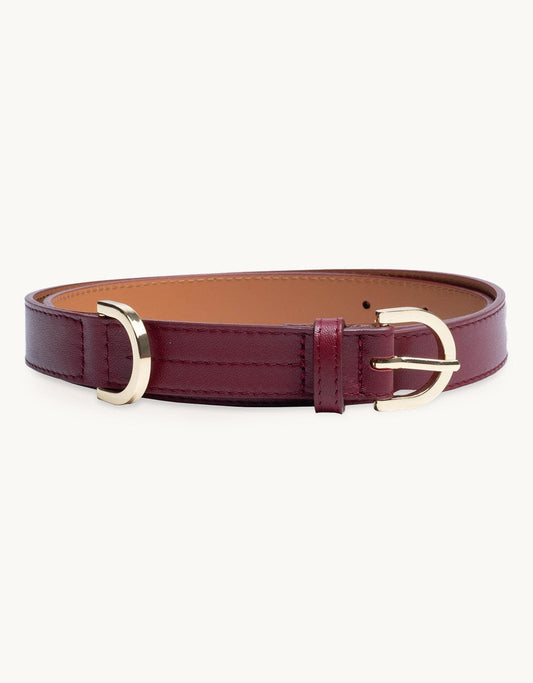 maison boinet thin burgundy belt