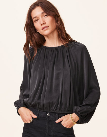 silk charmeuse balloon blouse