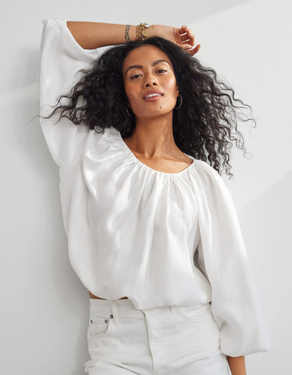 silk balloon blouse