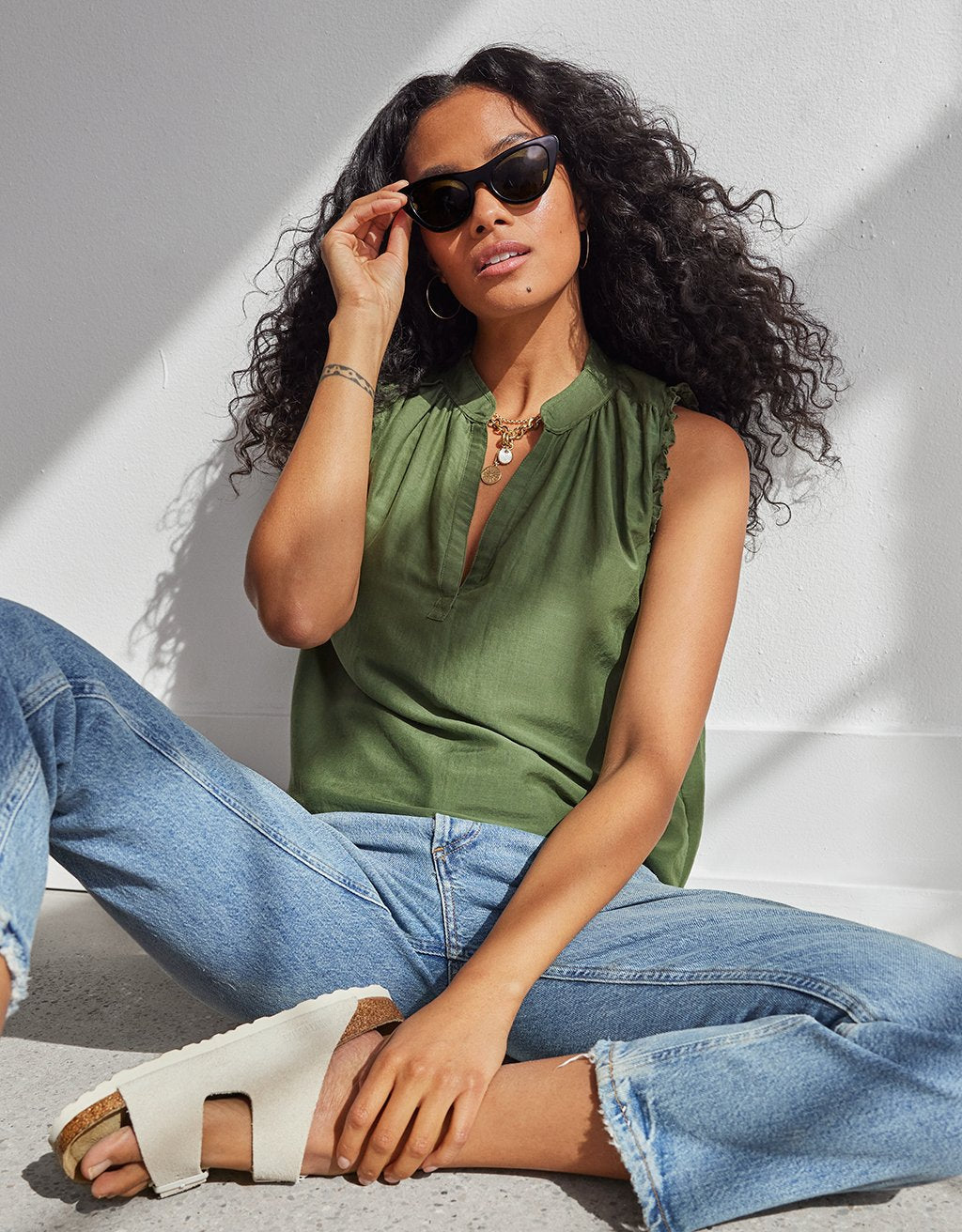 cotton silk voile top