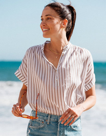 cotton silk popover top