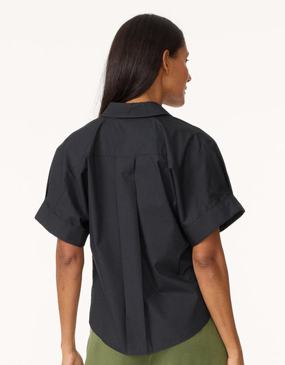 poplin short sleeve button down shirt