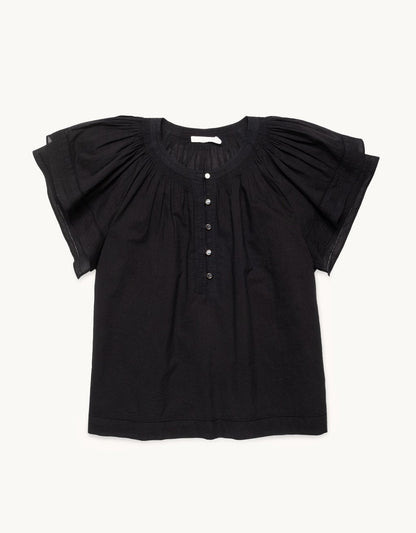 cotton voile flutter sleeve blouse