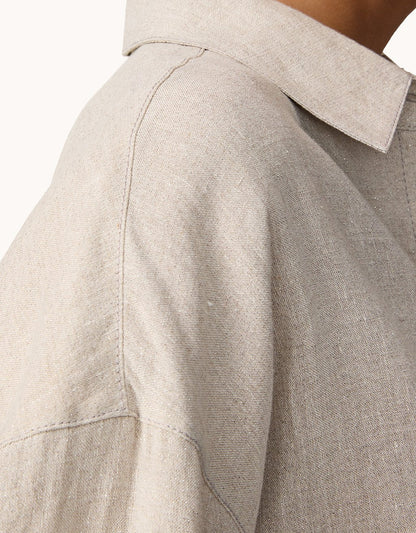 shimmer linen button down