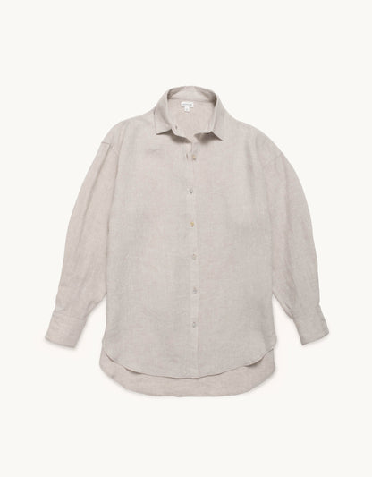 shimmer linen button down