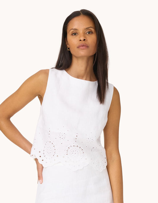 embroidered linen tank
