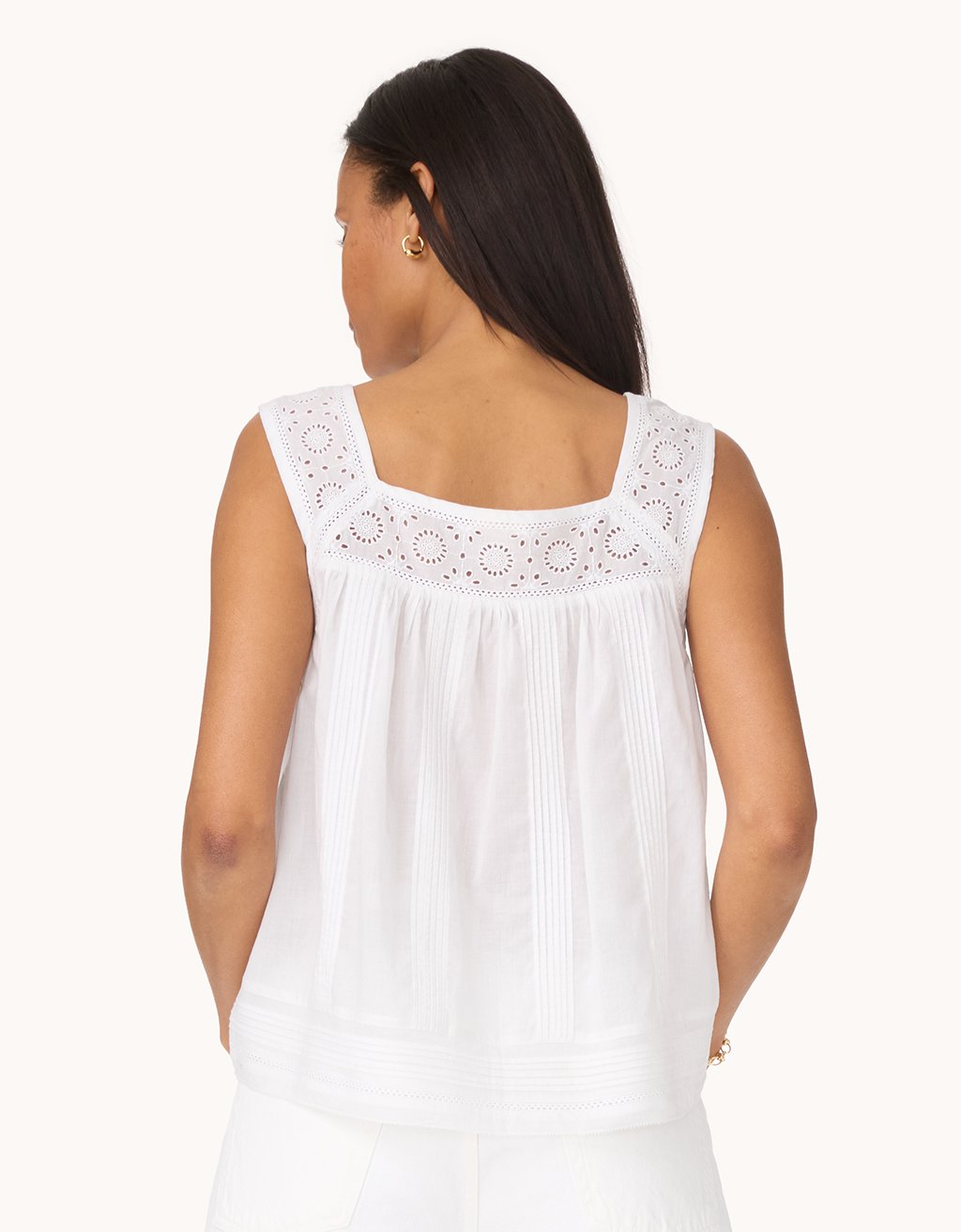 embroidered cotton voile tank