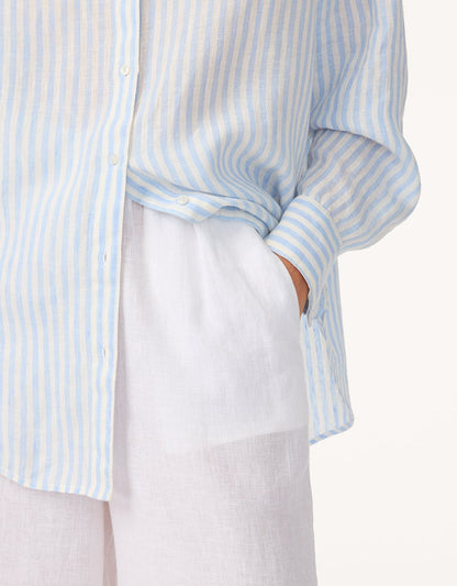 striped linen button down