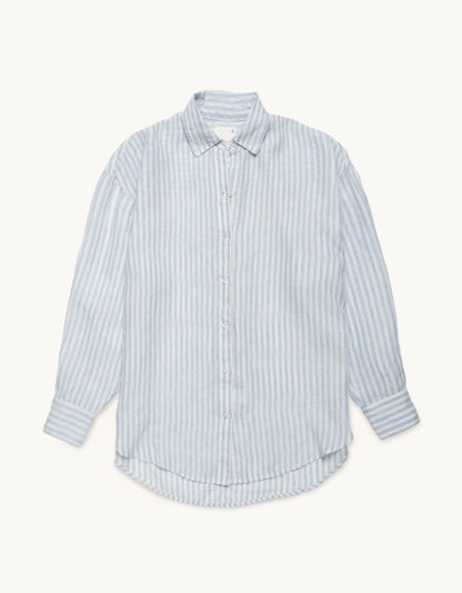 striped linen button down