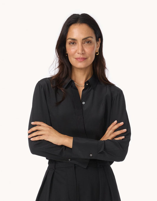 Silk Crepe De Chine Button Down Shirt