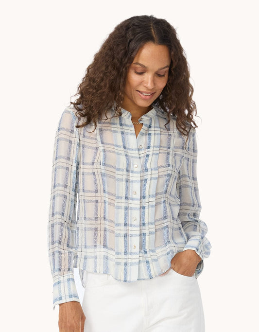 Silk Pintuck Button Down Shirt