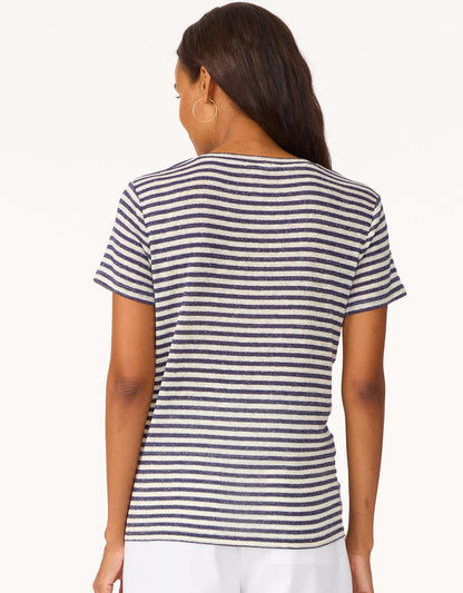 shimmer stripe linen blend tee