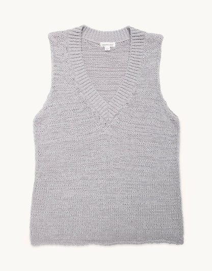 sleeveless cotton v neck sweater