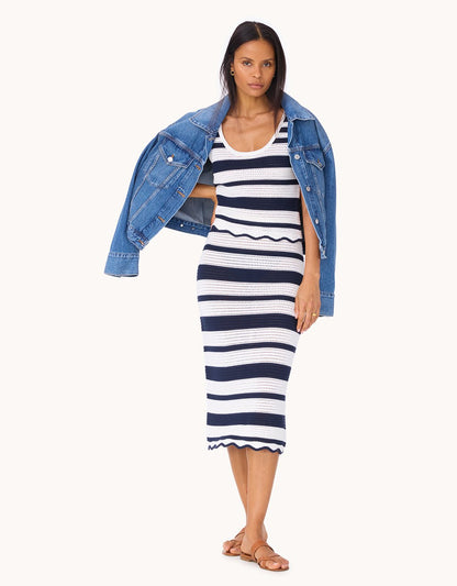 scalloped stripe sweater tank