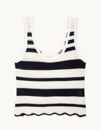 scalloped stripe sweater tank