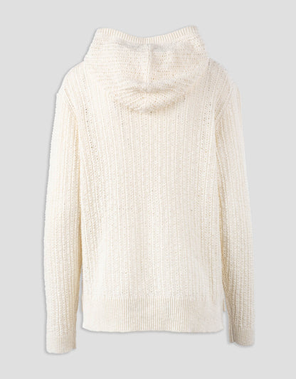 pointelle knit hoodie