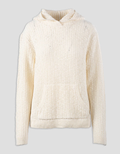 pointelle knit hoodie