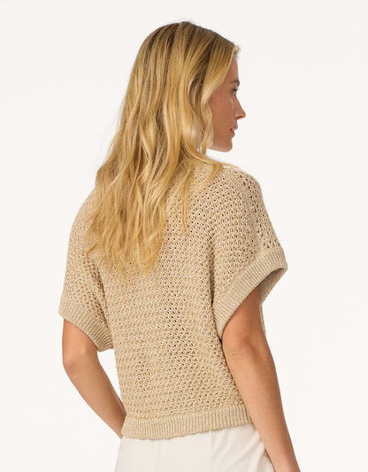 open stitch shimmer sweater