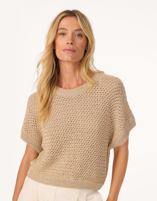 open stitch shimmer sweater