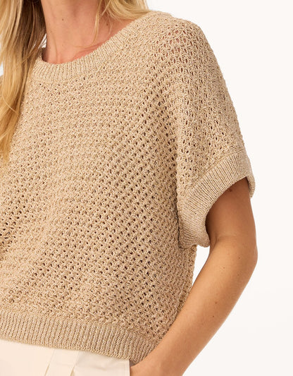 open stitch shimmer sweater